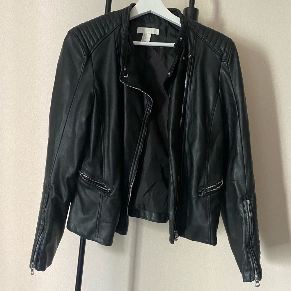 H&M faux black leather jacket
